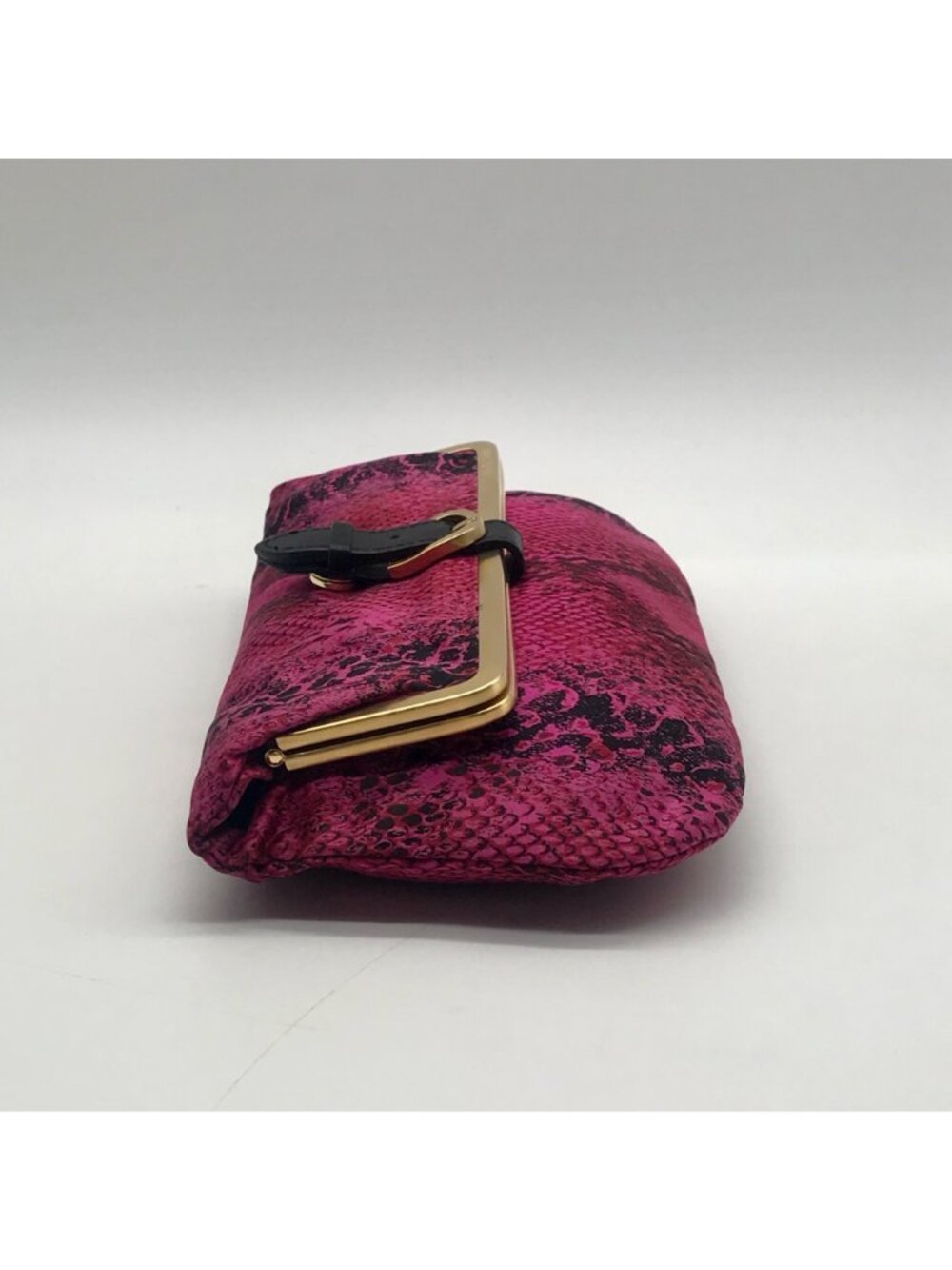 Jimmy Choo Pink Leather Python-Print Clutch - Picture 3 of 12